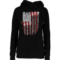 Usa American Flag Guitar Musician 4th Of July Guitarists Womens Funnel Neck Pullover Hood