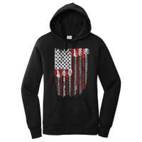 Usa American Flag Guitar Musician 4th Of July Guitarists Women's Pullover Hoodie