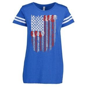 Usa American Flag Guitar Musician 4th Of July Guitarists Enza Ladies Jersey Football T-Shirt