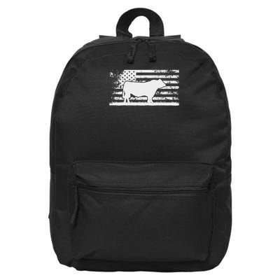Usa American Flag America Cow Black Angus Rancher 16 in Basic Backpack