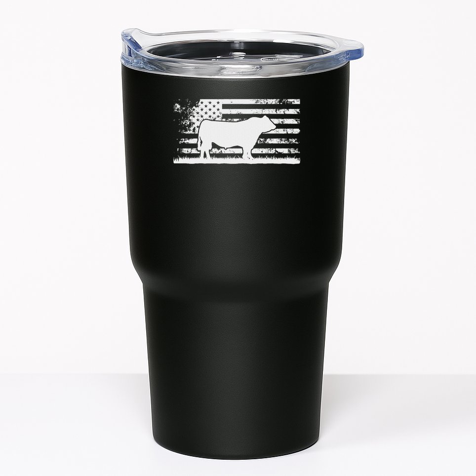 Usa American Flag America Cow Black Angus Rancher Tumbler