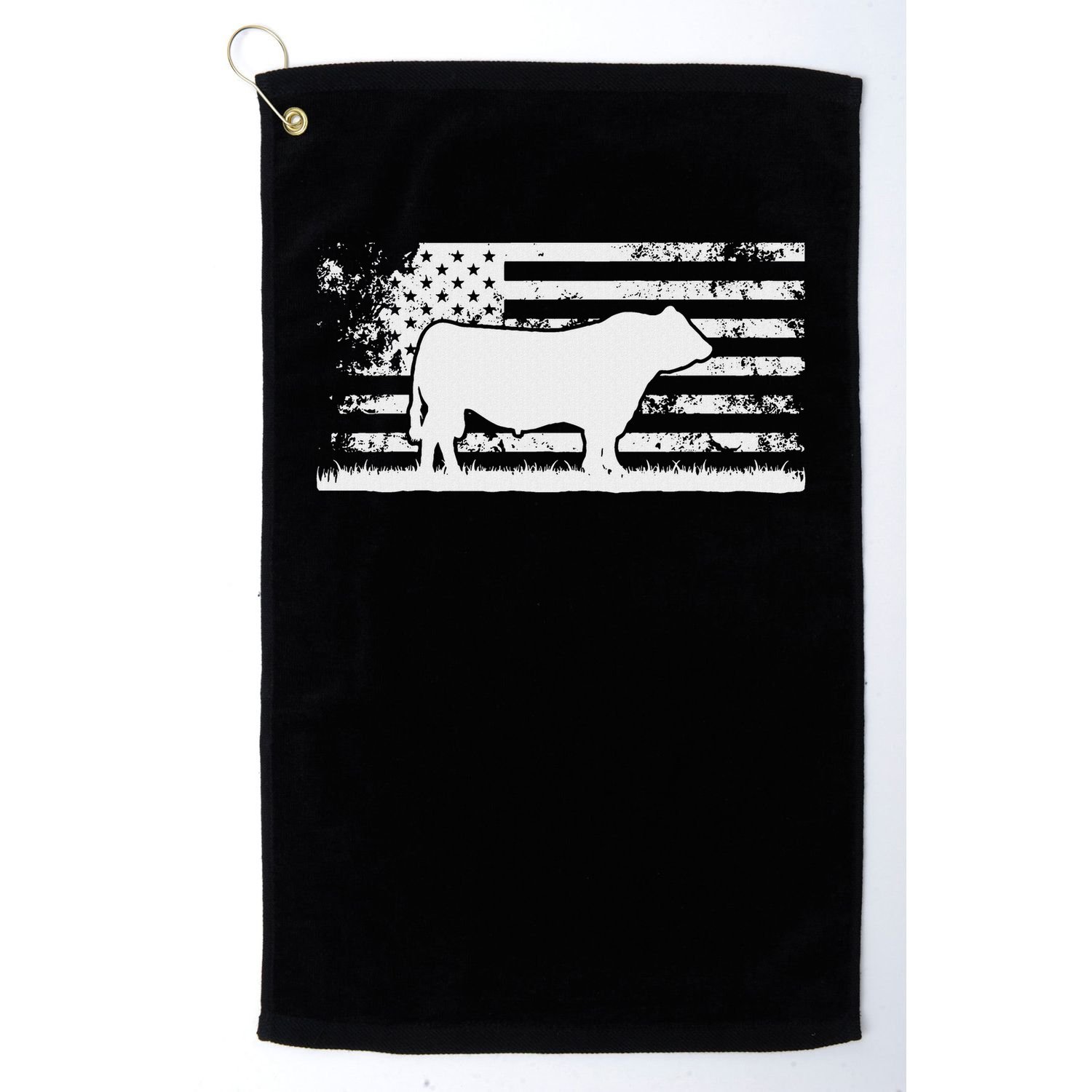 Usa American Flag America Cow Black Angus Rancher Golf Towel