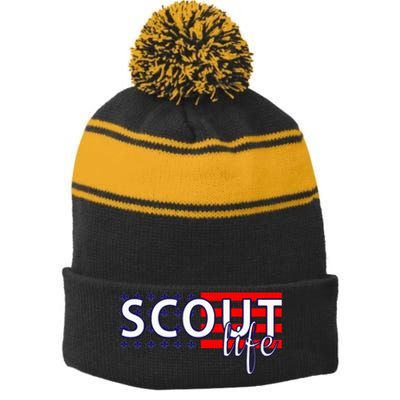 US America Flag Scout life Stripe Pom Pom Beanie