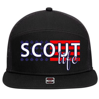 US America Flag Scout life 7 Panel Mesh Trucker Snapback Hat