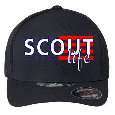 US America Flag Scout life Flexfit Unipanel Trucker Cap