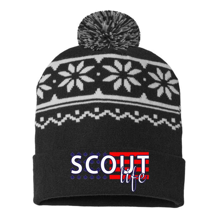 US America Flag Scout life USA-Made Snowflake Beanie