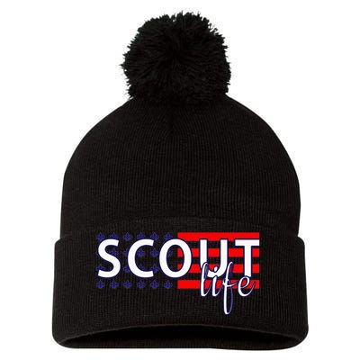 US America Flag Scout life Pom Pom 12in Knit Beanie