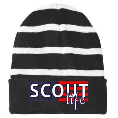 US America Flag Scout life Striped Beanie with Solid Band