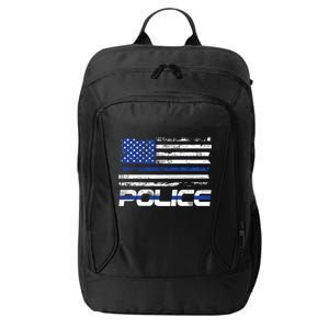 Usa American Flag Thin Blue Line Police Gift City Backpack