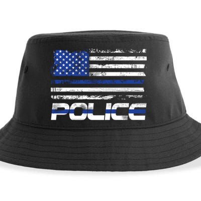 Usa American Flag Thin Blue Line Police Gift Sustainable Bucket Hat