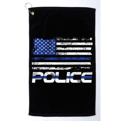 Usa American Flag Thin Blue Line Police Gift Golf Towel
