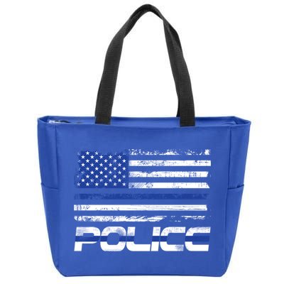 Usa American Flag Thin Blue Line Police Gift Zip Tote Bag