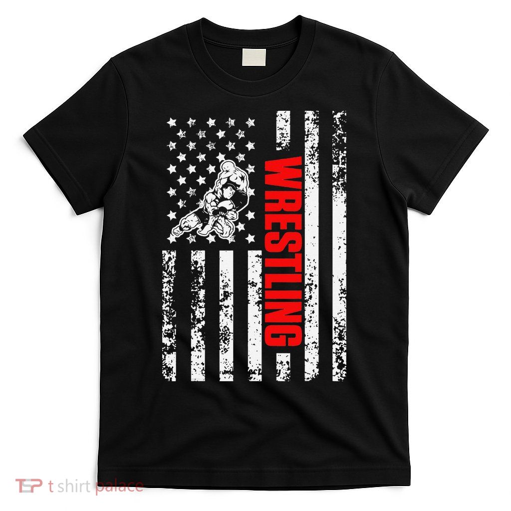 US American Flag Sports Patriotic Wrestling  T-Shirt