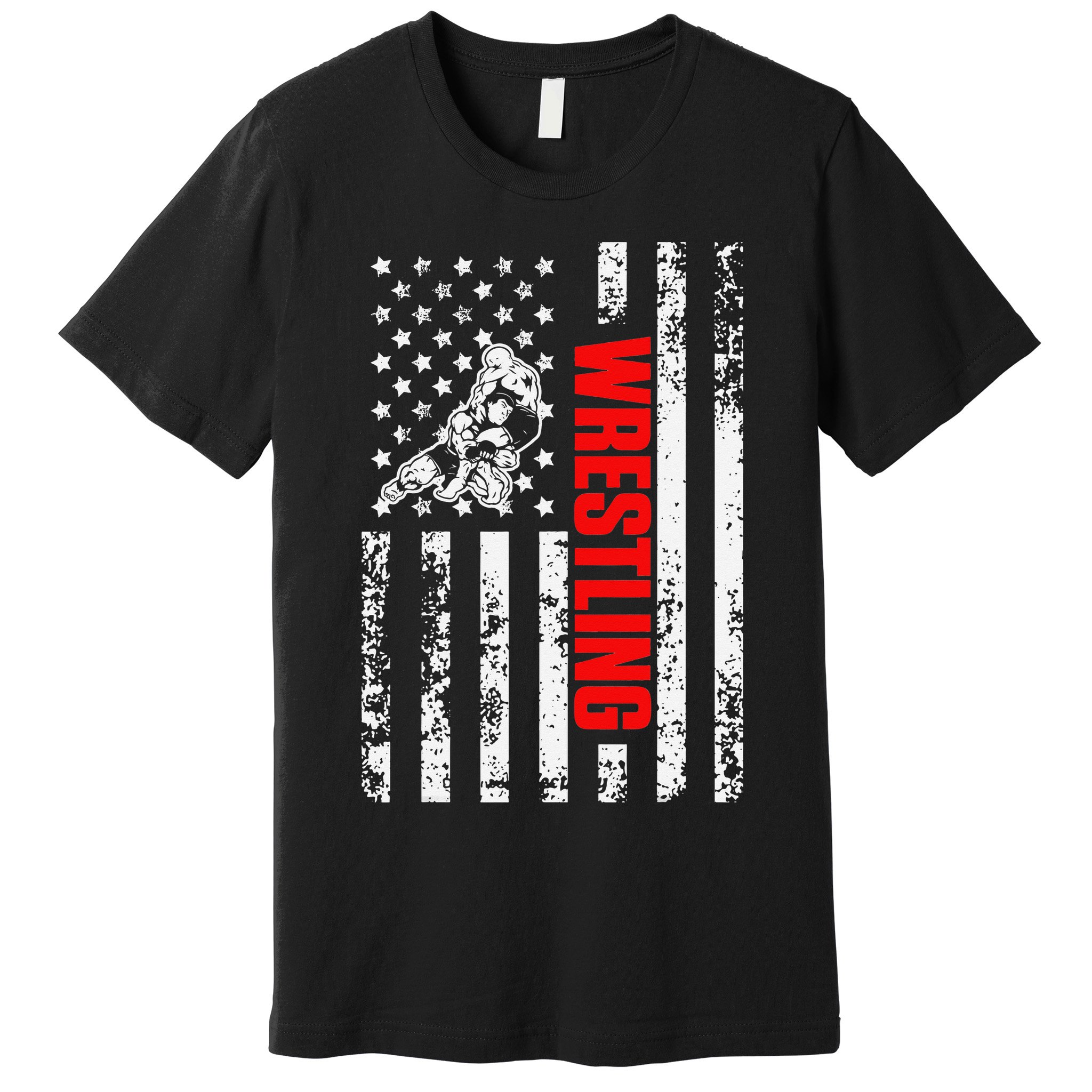 US American Flag Sports Patriotic Wrestling  Premium T-Shirt
