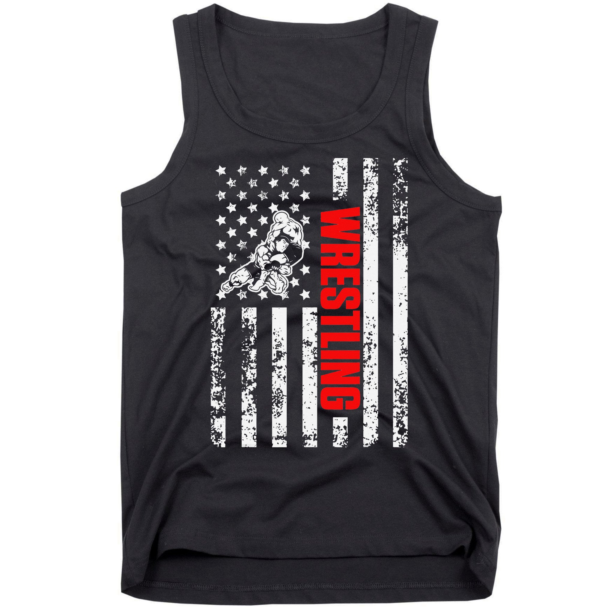 US American Flag Sports Patriotic Wrestling  Tank Top