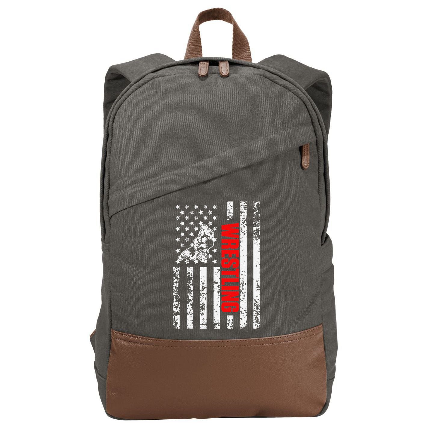 US American Flag Sports Patriotic Wrestling  Cotton Canvas Backpack