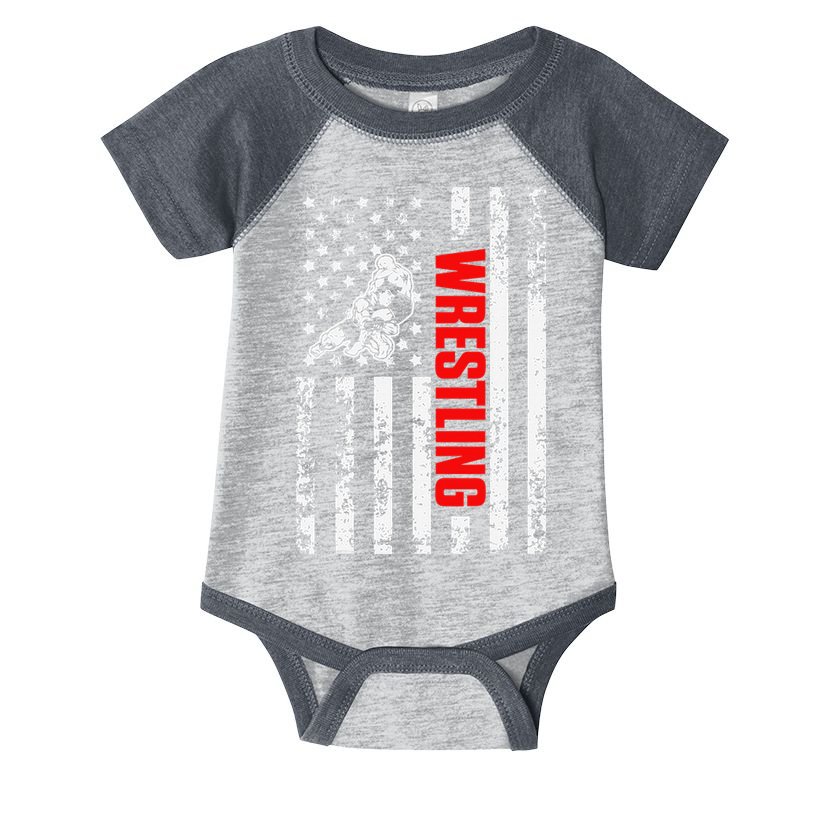 US American Flag Sports Patriotic Wrestling  Infant Baby Jersey Bodysuit