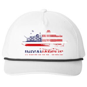 Usa American Flag Cityscape Funny Gift Indianapolis Indiana Skyline Gift Snapback Five-Panel Rope Hat