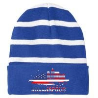 Usa American Flag Cityscape Funny Gift Indianapolis Indiana Skyline Gift Striped Beanie with Solid Band