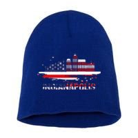 Usa American Flag Cityscape Funny Gift Indianapolis Indiana Skyline Gift Short Acrylic Beanie