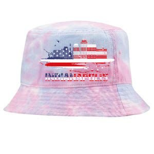 Usa American Flag Cityscape Funny Gift Indianapolis Indiana Skyline Gift Tie-Dyed Bucket Hat