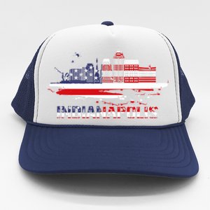 Usa American Flag Cityscape Funny Gift Indianapolis Indiana Skyline Gift Trucker Hat