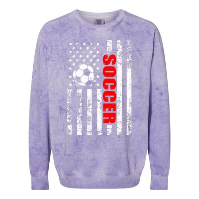 Us American Flag Soccer Patriotic Soccer Colorblast Crewneck Sweatshirt