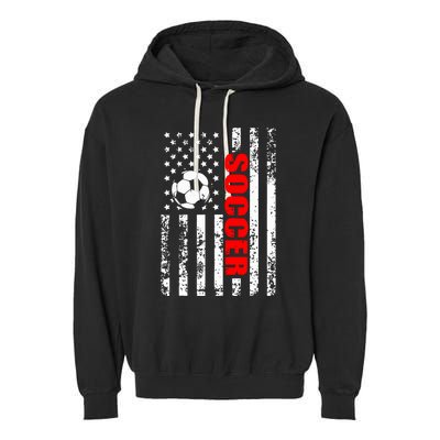 Us American Flag Soccer Patriotic Soccer Garment-Dyed Fleece Hoodie