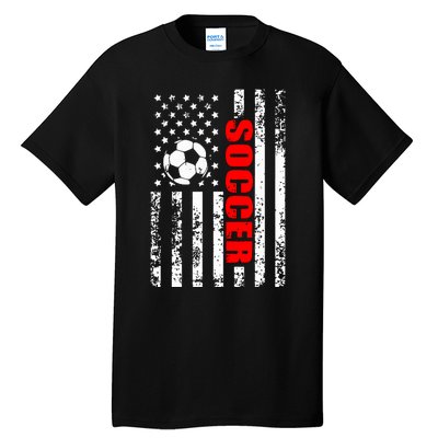 Us American Flag Soccer Patriotic Soccer Tall T-Shirt