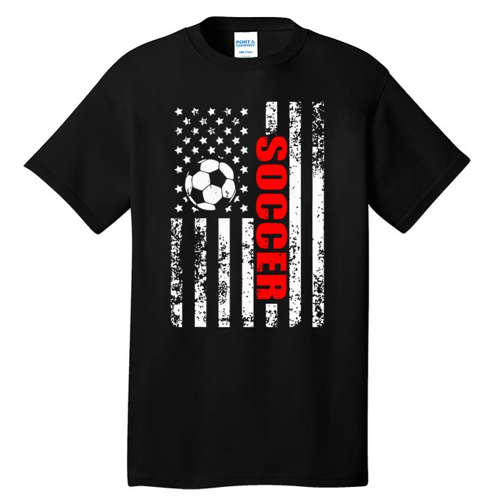 Us American Flag Soccer Patriotic Soccer Tall T-Shirt