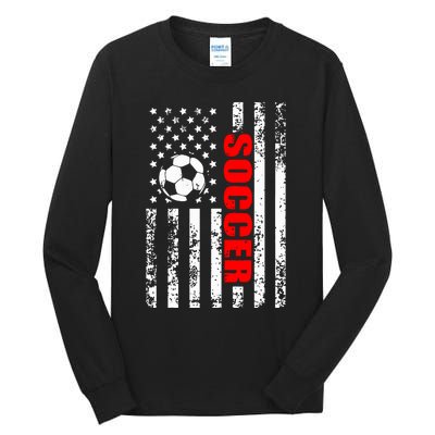 Us American Flag Soccer Patriotic Soccer Tall Long Sleeve T-Shirt