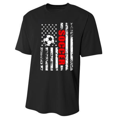 Us American Flag Soccer Patriotic Soccer Performance Sprint T-Shirt