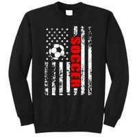 Us American Flag Soccer Patriotic Soccer Tall Sweatshirt