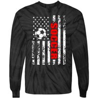 Us American Flag Soccer Patriotic Soccer Tie-Dye Long Sleeve Shirt