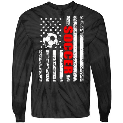 Us American Flag Soccer Patriotic Soccer Tie-Dye Long Sleeve Shirt