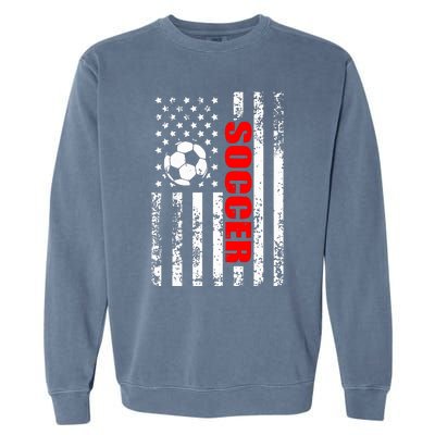 Us American Flag Soccer Patriotic Soccer Garment-Dyed Sweatshirt