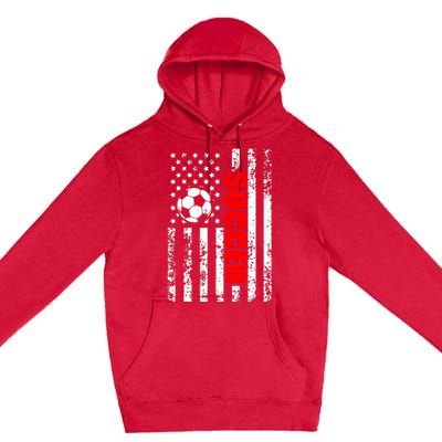 Us American Flag Soccer Patriotic Soccer Premium Pullover Hoodie