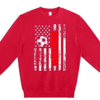 Us American Flag Soccer Patriotic Soccer Premium Crewneck Sweatshirt