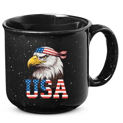 Usa American Flag Women Bald Eagle Patriotic 15oz Campfire Ceramic Mug