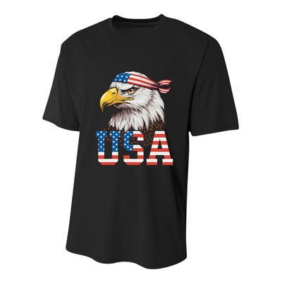 Usa American Flag Women Bald Eagle Patriotic Youth Performance Sprint T-Shirt