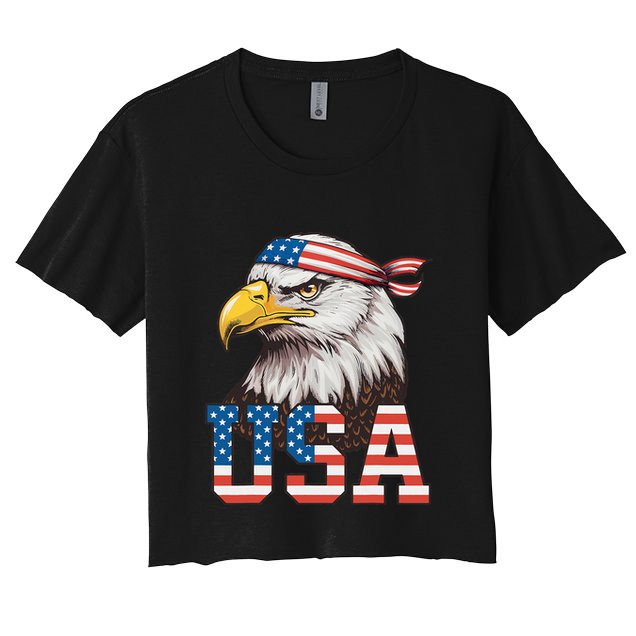Usa American Flag Women Bald Eagle Patriotic Crop Top