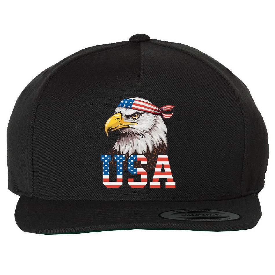 Usa American Flag Women Bald Eagle Patriotic Wool Snapback Cap
