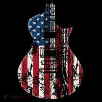 Us American Flag Guitar Musician Distressed Guitars Vintage T-Shirt