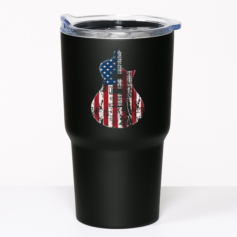 Us American Flag Guitar Musician Distressed Guitars Vintage Tumbler