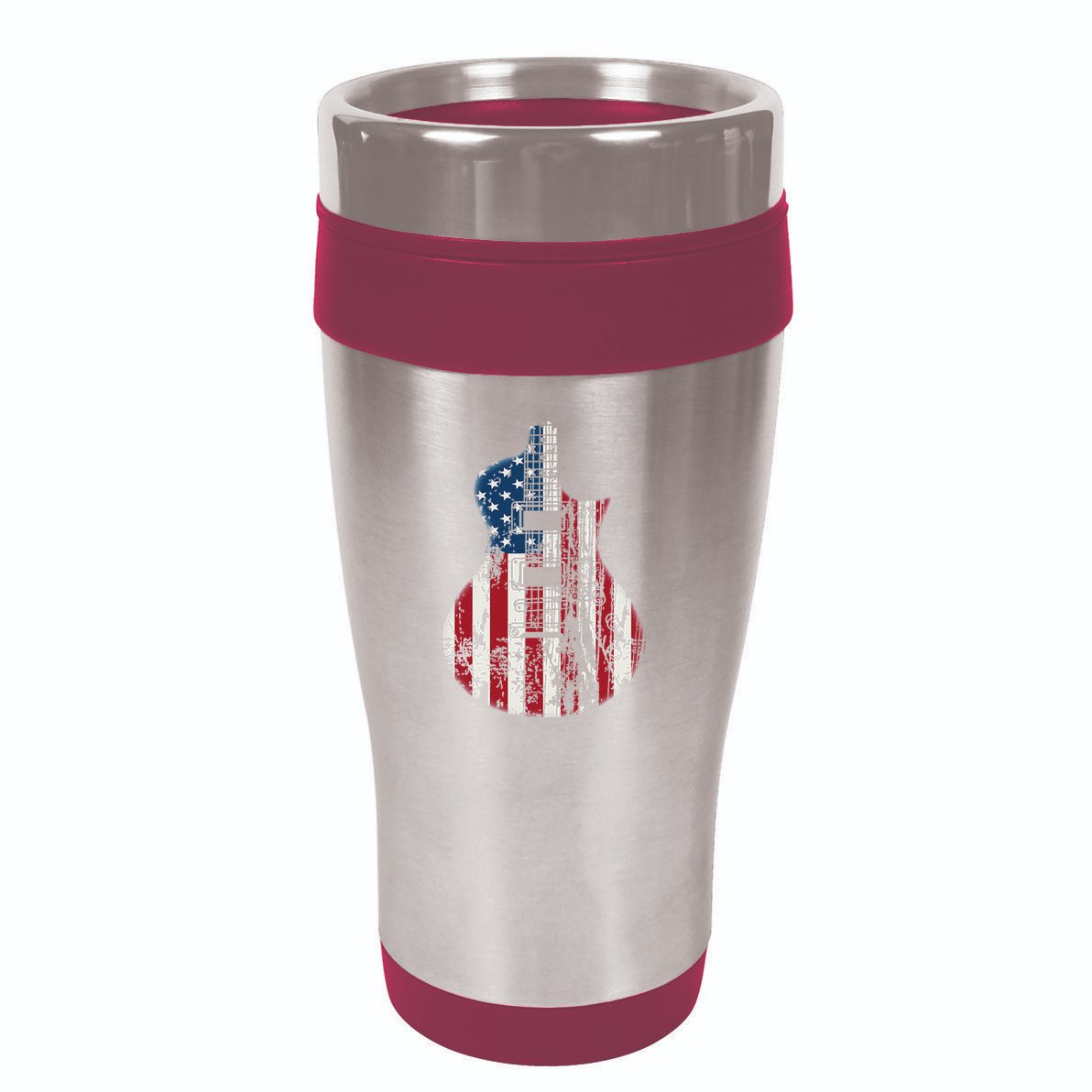 Us American Flag Guitar Musician Distressed Guitars Vintage 16oz Travel Tumbler