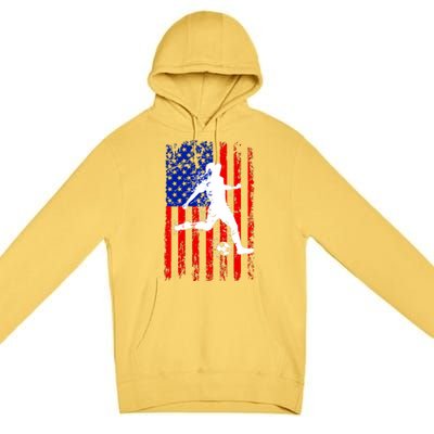 Usa American Flag Soccer For Girl Women Premium Pullover Hoodie