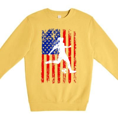 Usa American Flag Soccer For Girl Women Premium Crewneck Sweatshirt