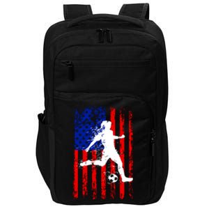 Usa American Flag Soccer For Girl Women Impact Tech Backpack