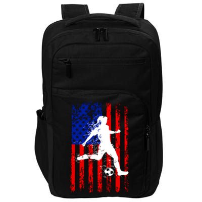 Usa American Flag Soccer For Girl Women Impact Tech Backpack