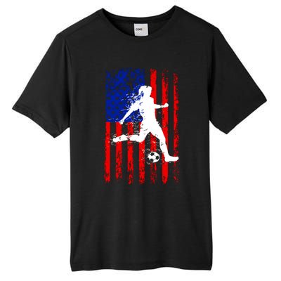 Usa American Flag Soccer For Girl Women Tall Fusion ChromaSoft Performance T-Shirt